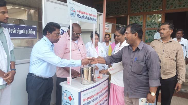 தூத்துக்குடி அரசு மருத்துவமனையில் வெப்ப தாக்குதலை தடுக்க உப்பு கரைசல் - கல்லூரி முதல்வர் சிவக்குமார் துவக்கி வைத்தார்!!