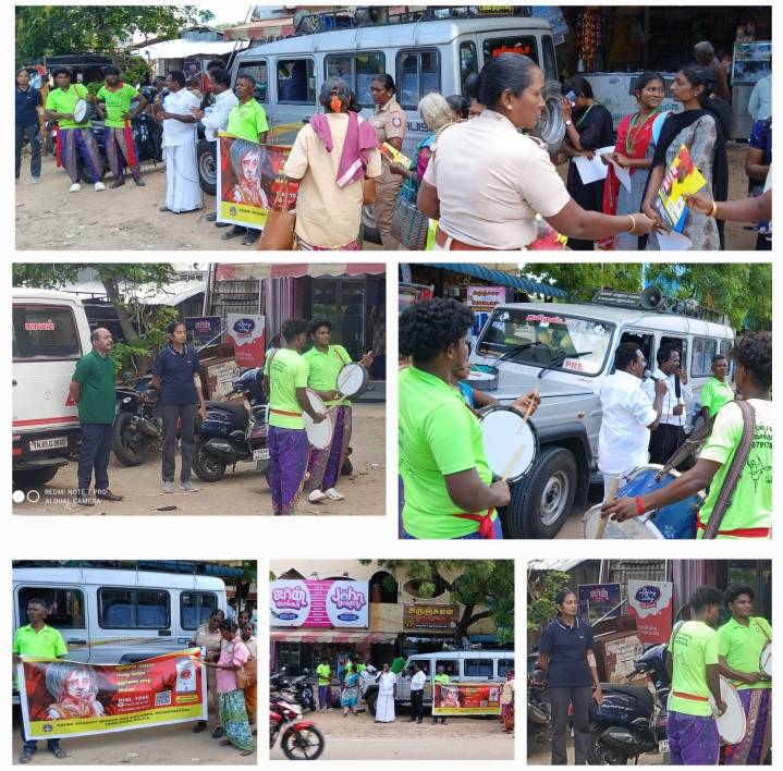 தூத்துக்குடி புதுக்கோட்டை மெயின் பஜாரில் மகளிர் காவல் நிலையம் ஒருங்கிணைப்போடு தமிழன்டா கலைக்குழு இணைந்து பாலியல் சீண்டல்கள், பெண்களுக்கு இழைக்கப்படும் அநீதி குறித்து விழிப்புணர்வு நிகழ்ச்சி நடைபெற்றது!!