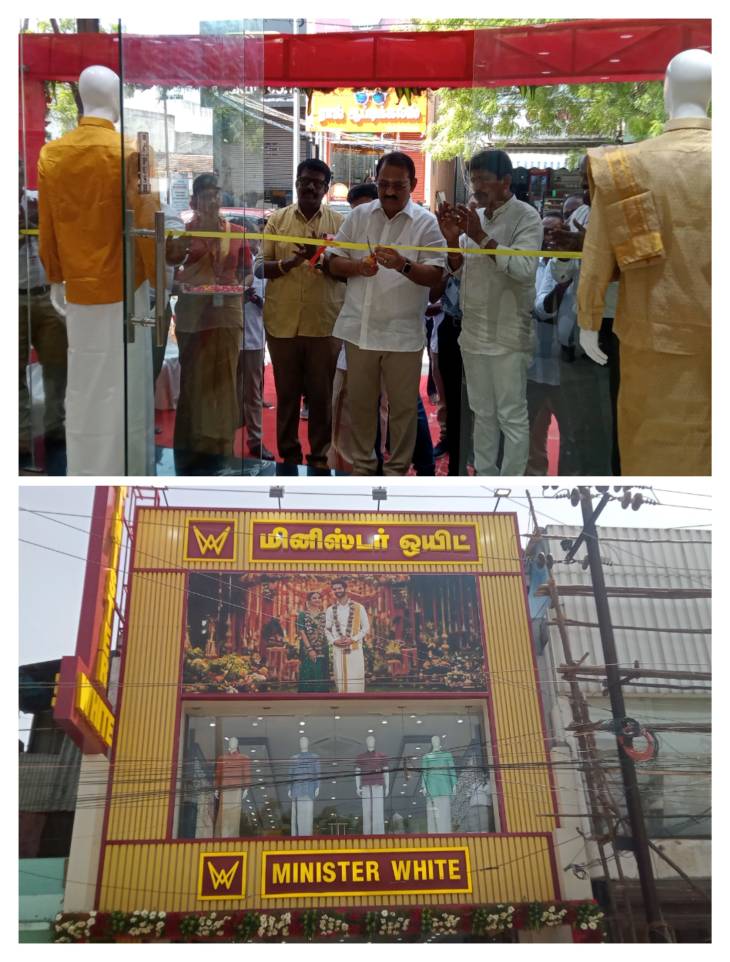 தூத்துக்குடியில் மினிஸ்டர் ஒயிட் 46 வது கிளை ஷோரூமை போத்தீஸ் குழுமத்தின் மினிஸ்டர் ஒயிட் நிர்வாக இயக்குனர் போத்தி ராஜ் ரிப்பன் வெட்டி திறந்து வைத்தார்!!