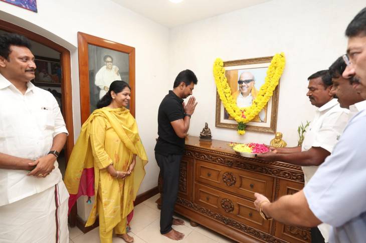எம்பி கனிமொழியின் வாழ்த்து — கலைஞருக்கு மரியாதையுடன் துணை முதல்வர் உதயநிதியின் பிறந்தநாள் தொடக்கம்!!